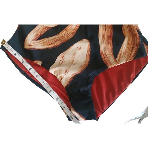 DKNY Women’s Halter Ring One Piece Swimsuit Size Medium color Printed Leaf NWT - Picture 12 of 15